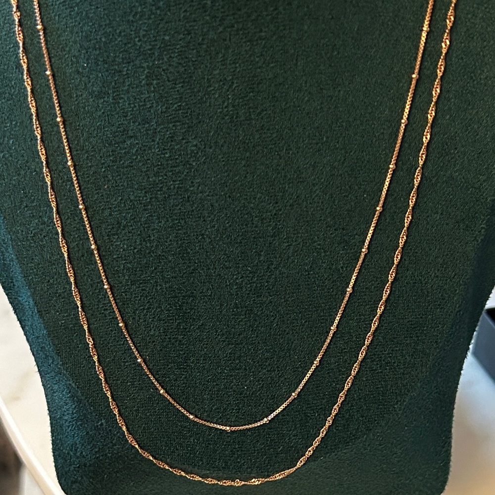 Rose Gold layering Chain Necklaces set of 2 made in Italy‎